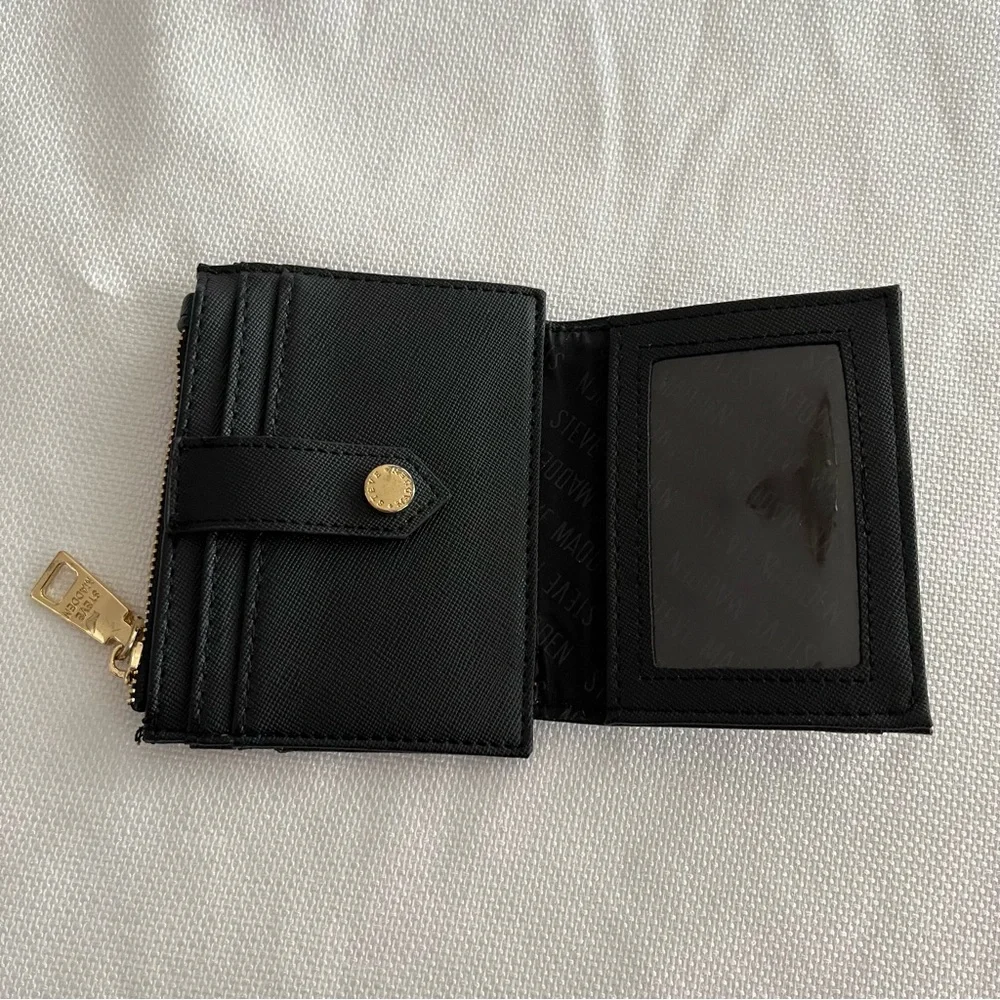 Steve Madden Black Cardholder Wallet with Gold Detail